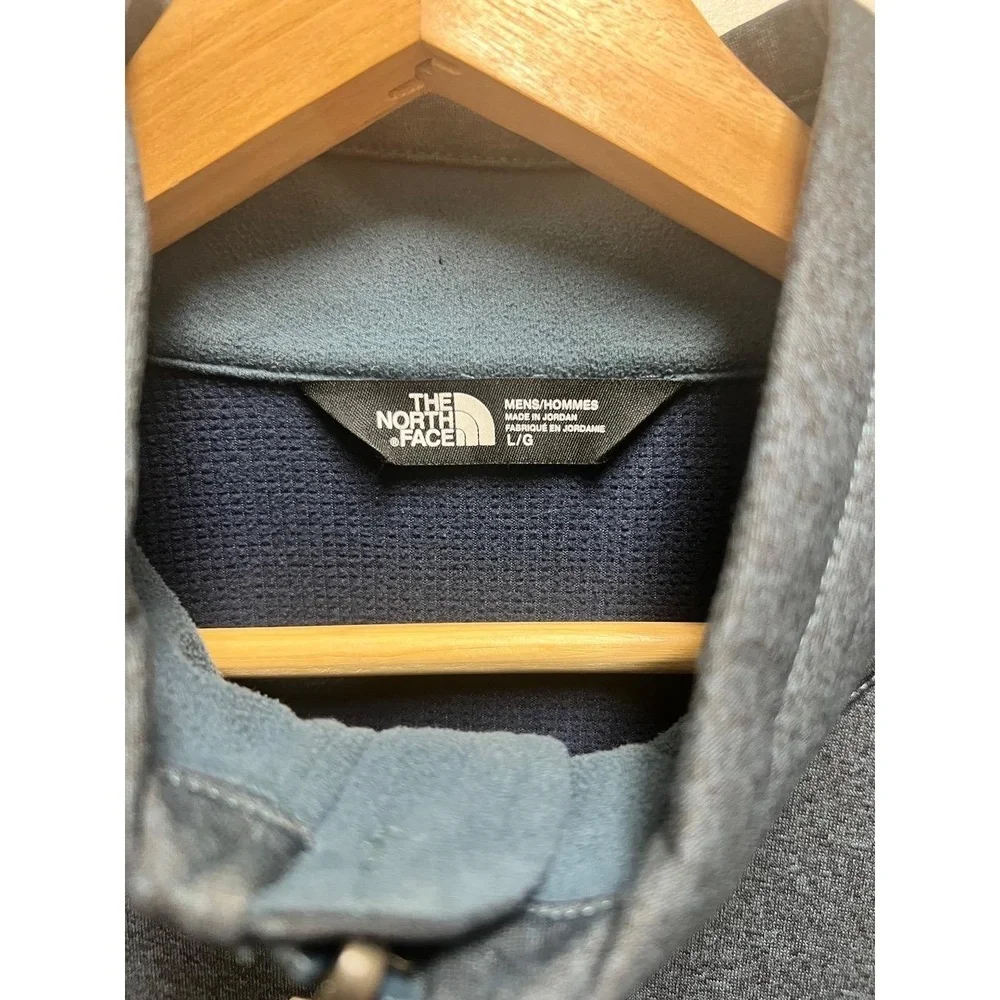 The North Face Mens Large Dark Grey Heather Full Zip Windwall Soft Shell Jacket